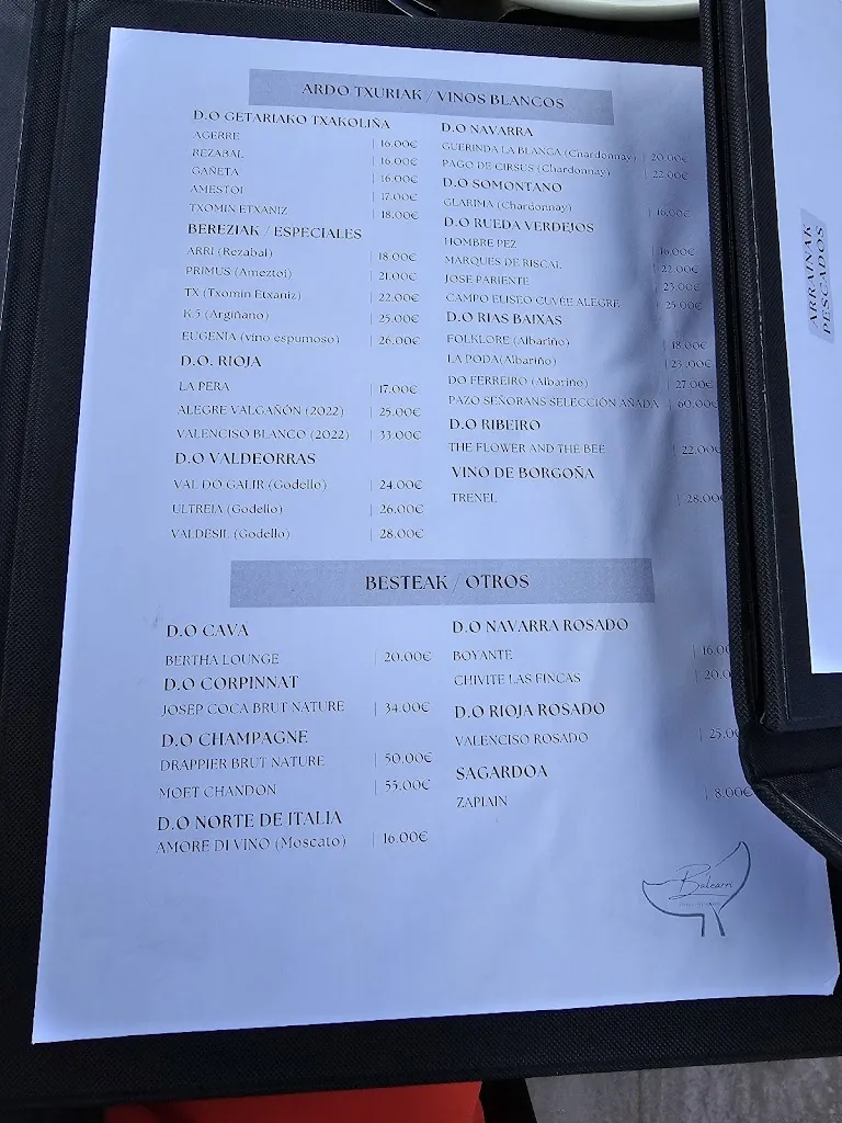 Menu_Balearri Getaria- Jatetxea_Getaria_image_3