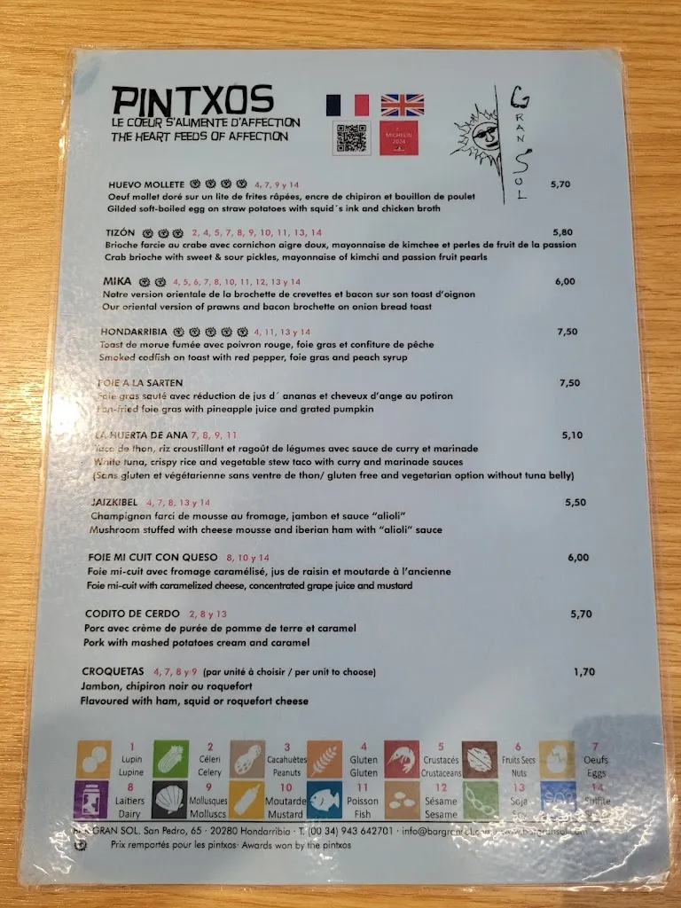 Menu_Bar Gran Sol Hondarribia_Hondarribia_image_1