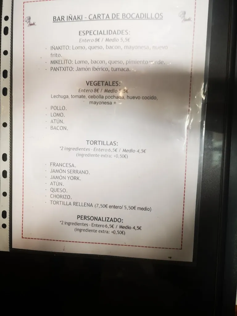 Menu_Iñaki Taberna Jatetxea. Irun_Irun_image_2