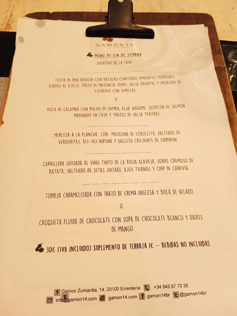 Menu_Gamon 14 Taberna Jatetxea_Errenteria_immagine_1