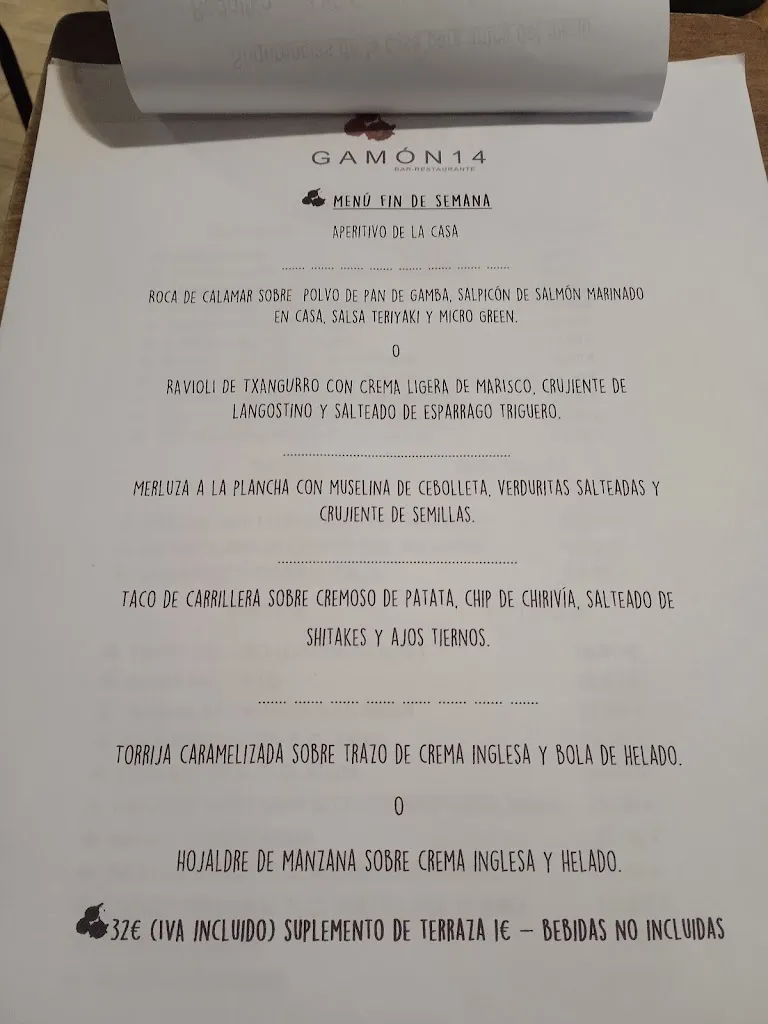 Menu_Gamon 14 Taberna Jatetxea_Errenteria_immagine_4