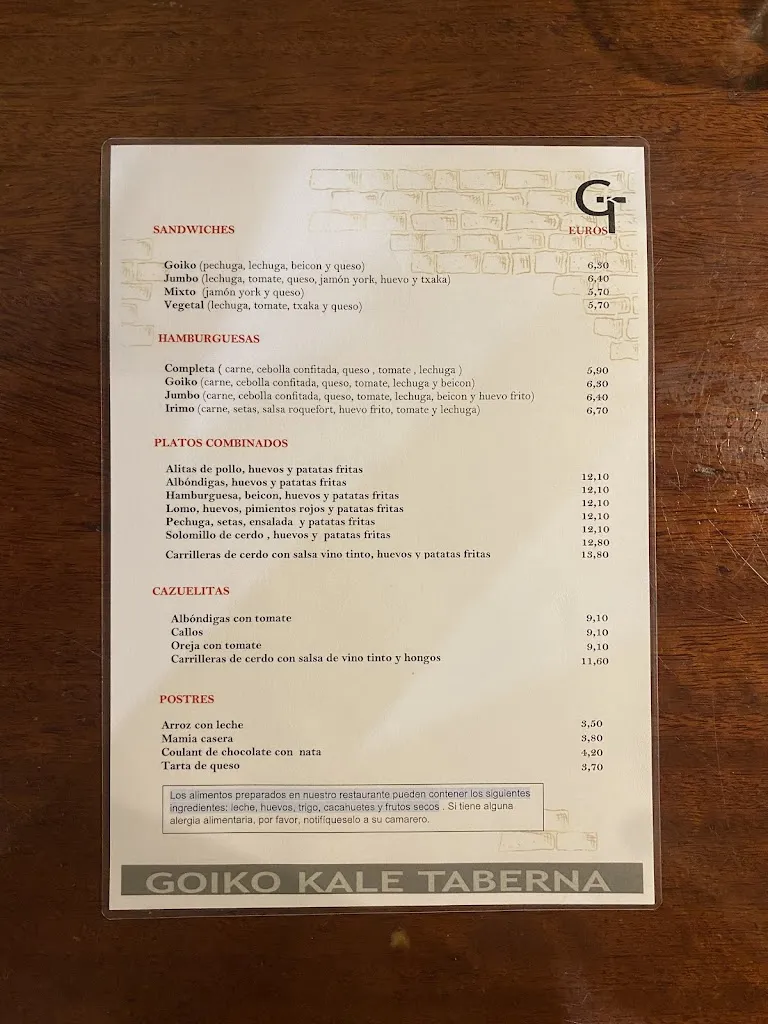 Menü_Goiko kale Taberna_Urretxu_Bild_1
