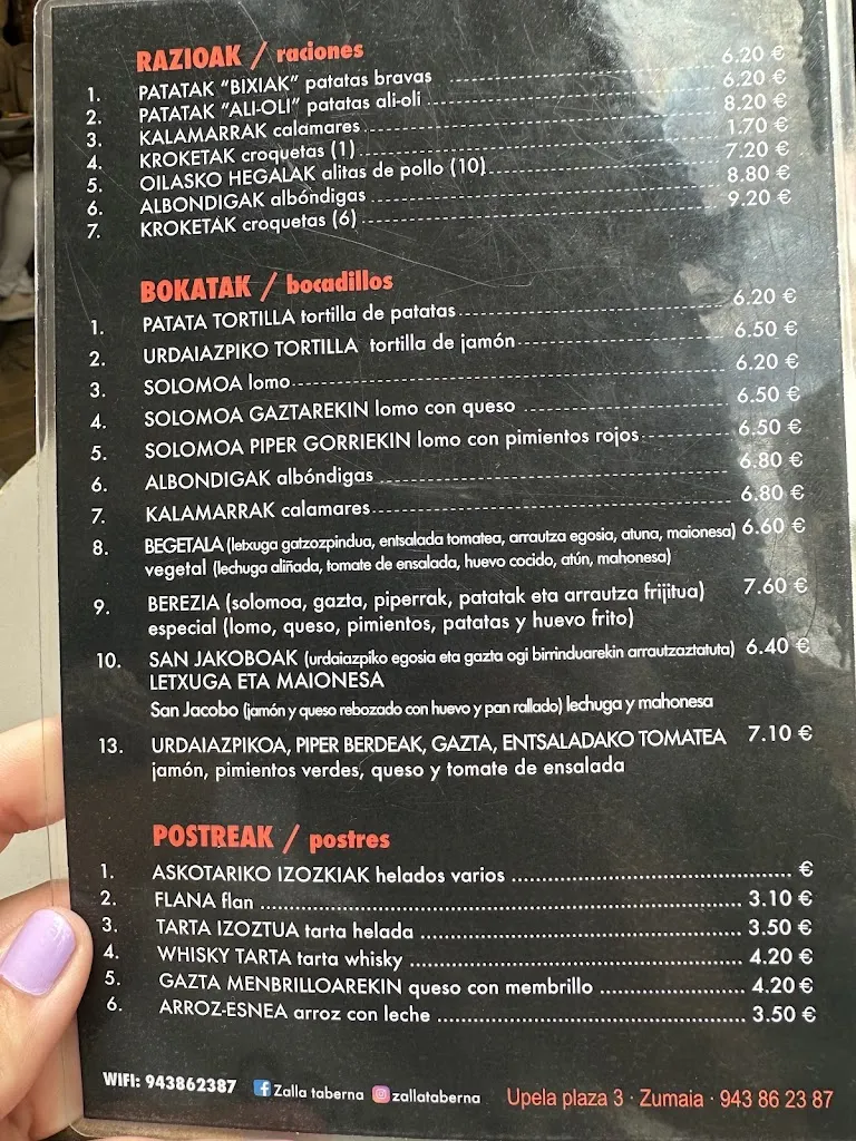 Menü_Bar Zalla_Zumaia_Bild_1