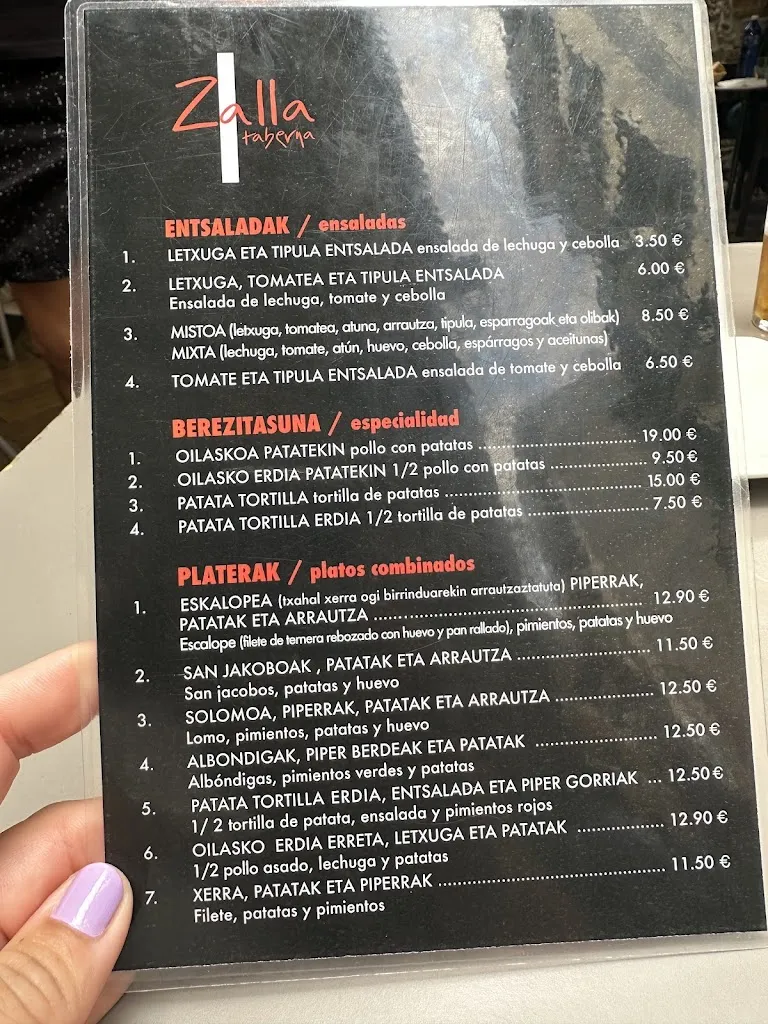 Menü_Bar Zalla_Zumaia_Bild_2