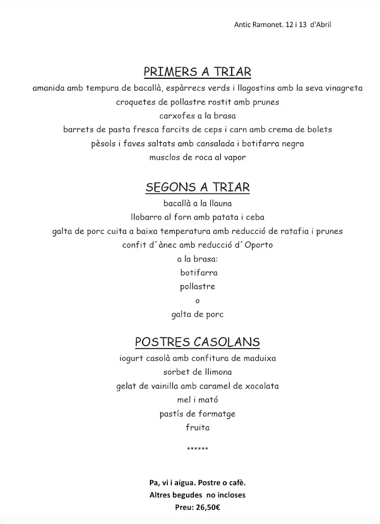 Menu_Restaurant L'Antic Ramonet_Arbúcies_image_1