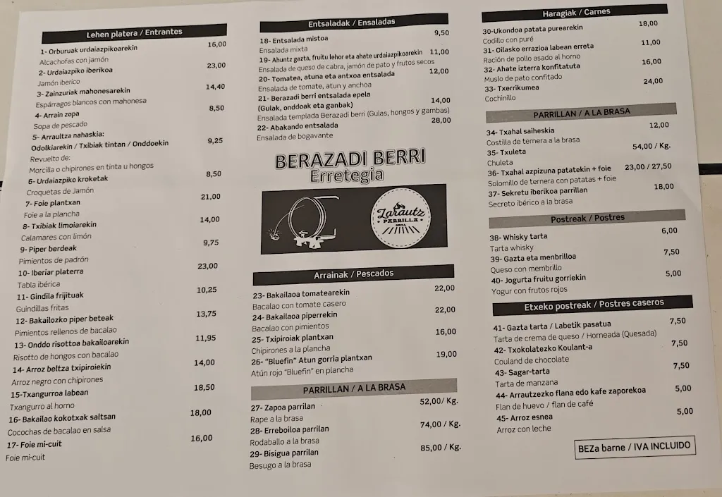 Menu_Hotel & Restaurant Berazadi Berri_Zarautz_image_1