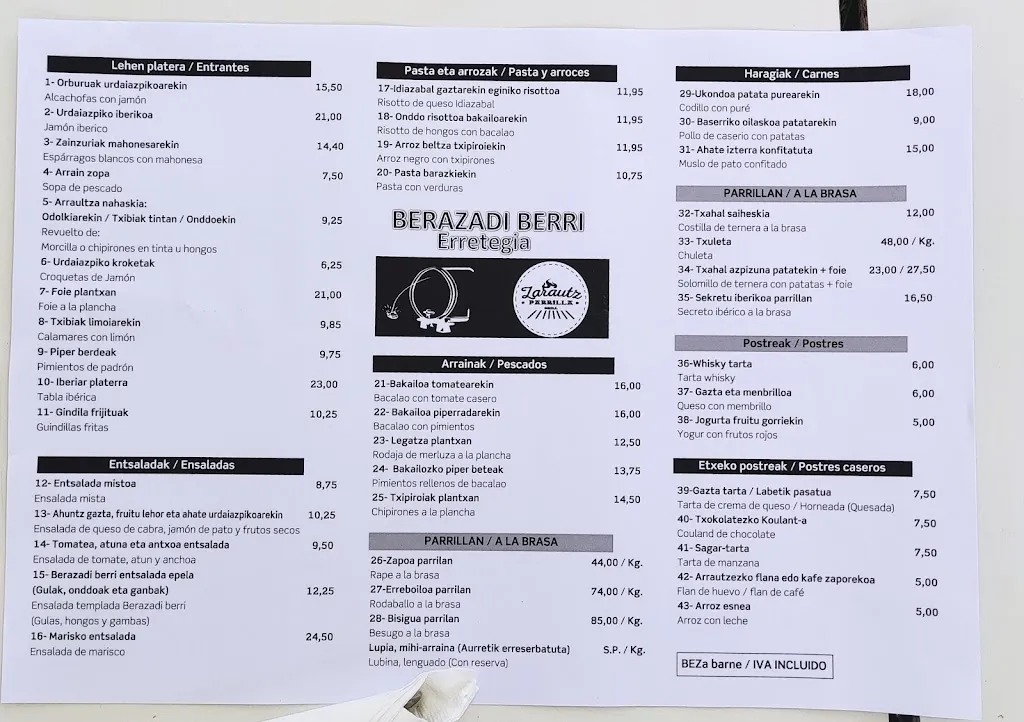 Menu_Hotel & Restaurant Berazadi Berri_Zarautz_image_2