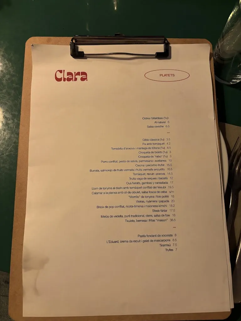 Menu_Clara Begur_Begur_image_1