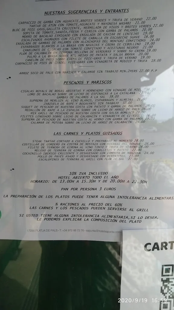 Menu_Restaurante Dalia - Hotel Sa Punta_Begur_image_1