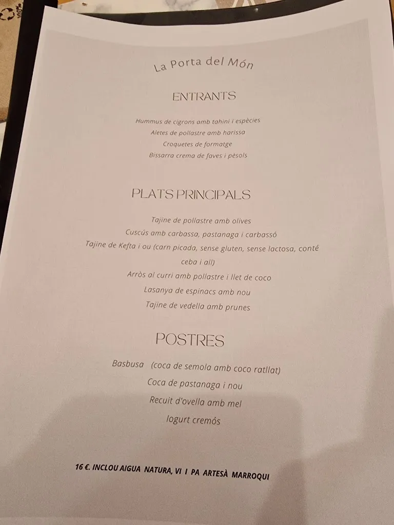 Menu_Bar Restaurant La Porta del Món_Banyoles_image_1