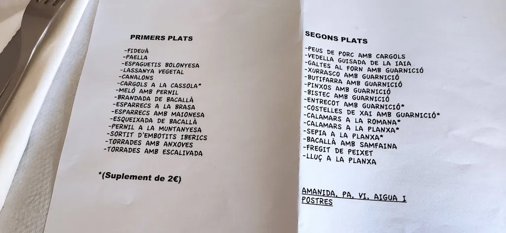 Menu_Bar Restaurant La Draga_Banyoles_immagine_1