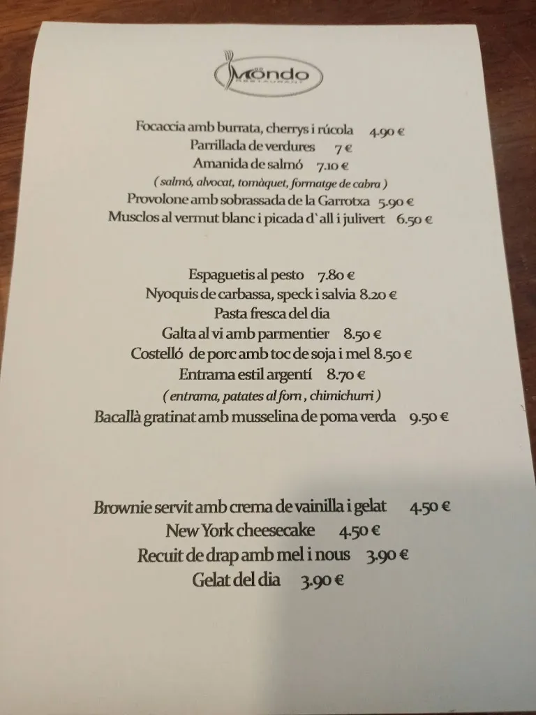 Menü_Restaurant Mondo_Bisbal dEmpordà La_Bild_2