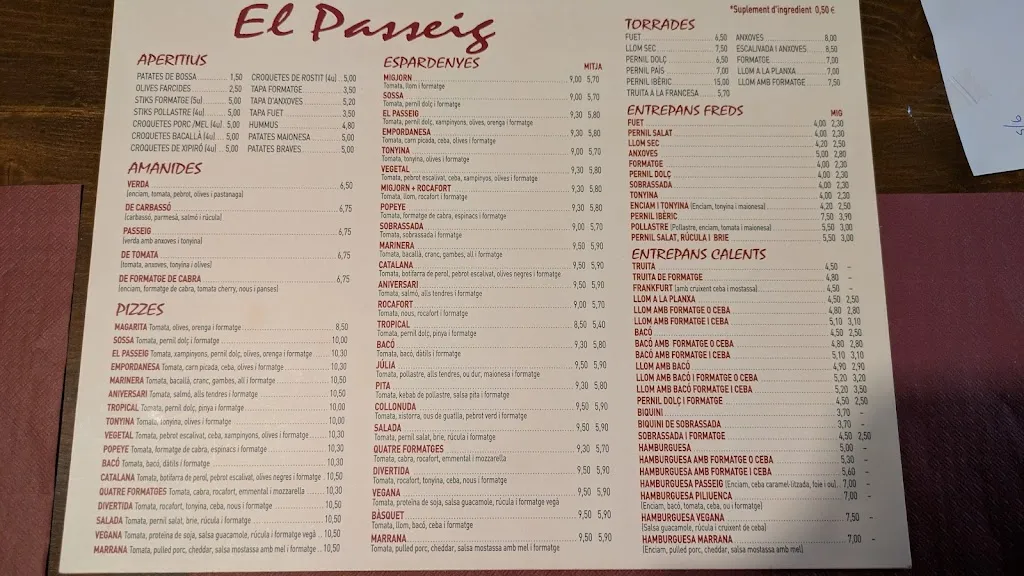 Menü_El Passeig_Bisbal dEmpordà La_Bild_2