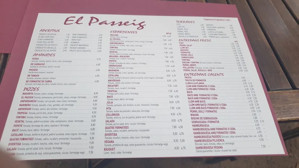 Menü_El Passeig_Bisbal dEmpordà La_Bild_4