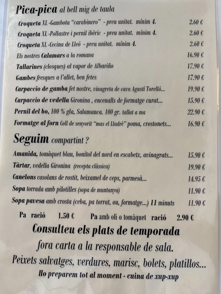 Menü_Restaurant cafè Canaules_Campdevànol_Bild_1