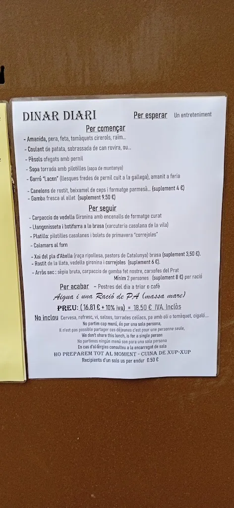 Menü_Restaurant cafè Canaules_Campdevànol_Bild_3