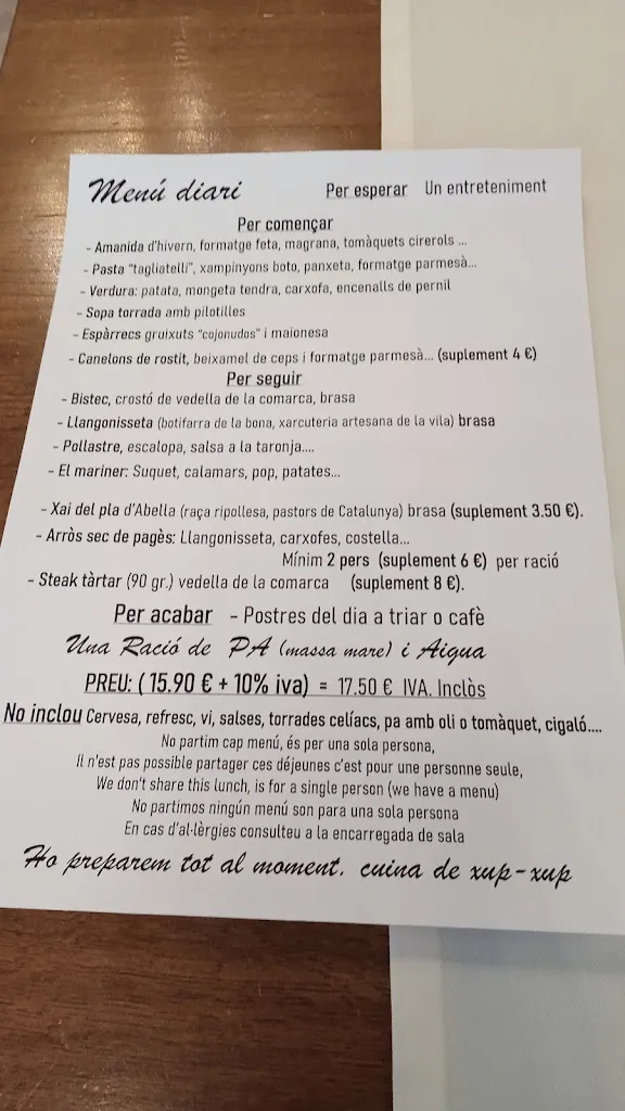 Menü_Restaurant cafè Canaules_Campdevànol_Bild_4