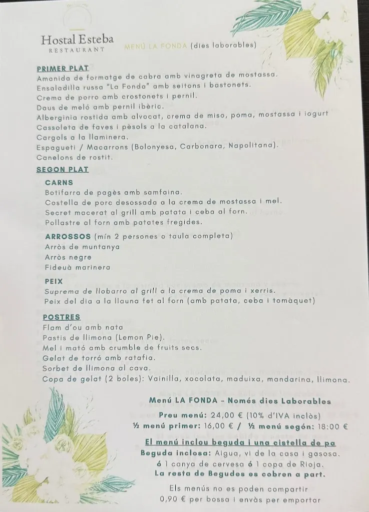 Menu_Restaurant - Hostal Esteba_Caldes de Malavella_image_2