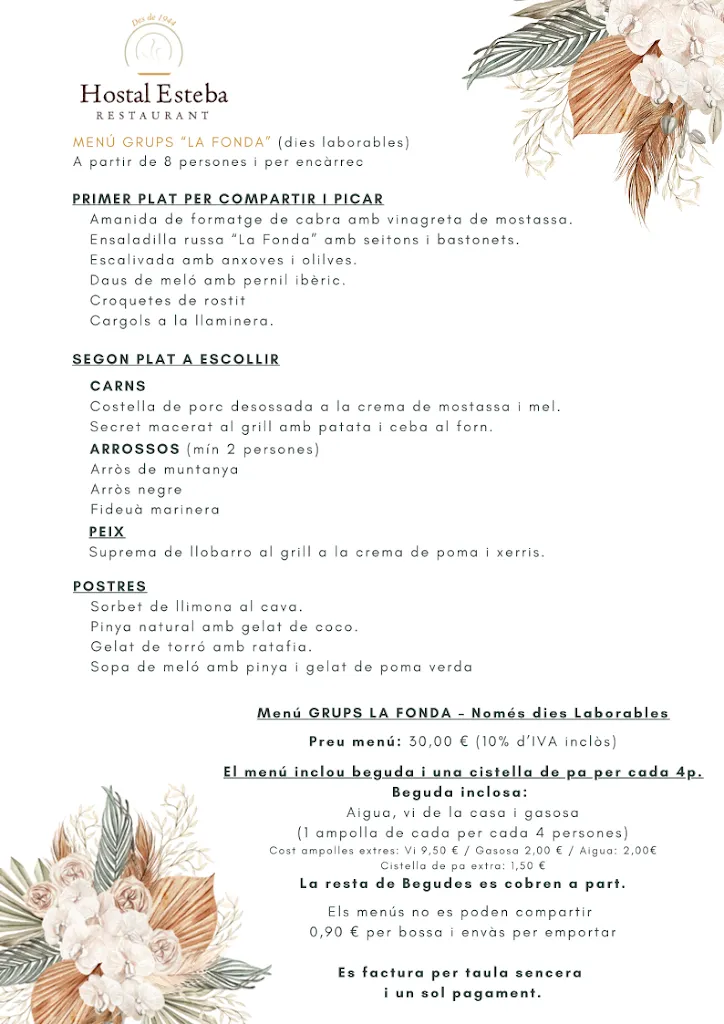 Menu_Restaurant - Hostal Esteba_Caldes de Malavella_image_3