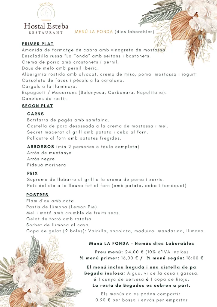 Menu_Restaurant - Hostal Esteba_Caldes de Malavella_image_4