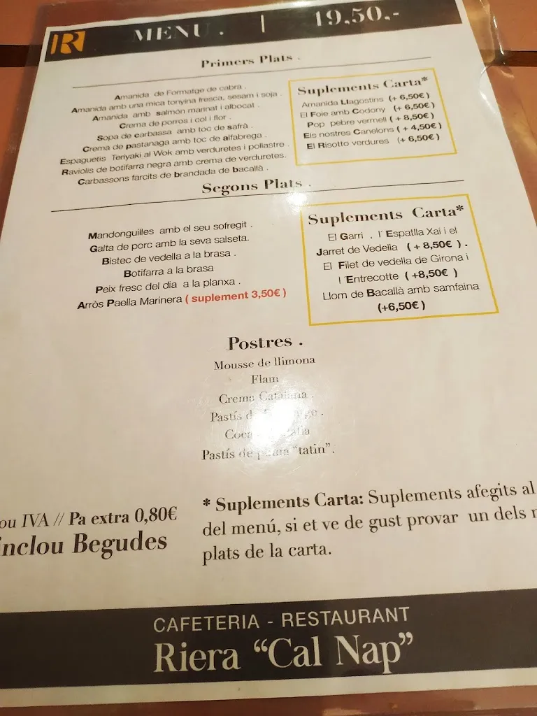 Menu_Restaurant -Cafeteria Riera 