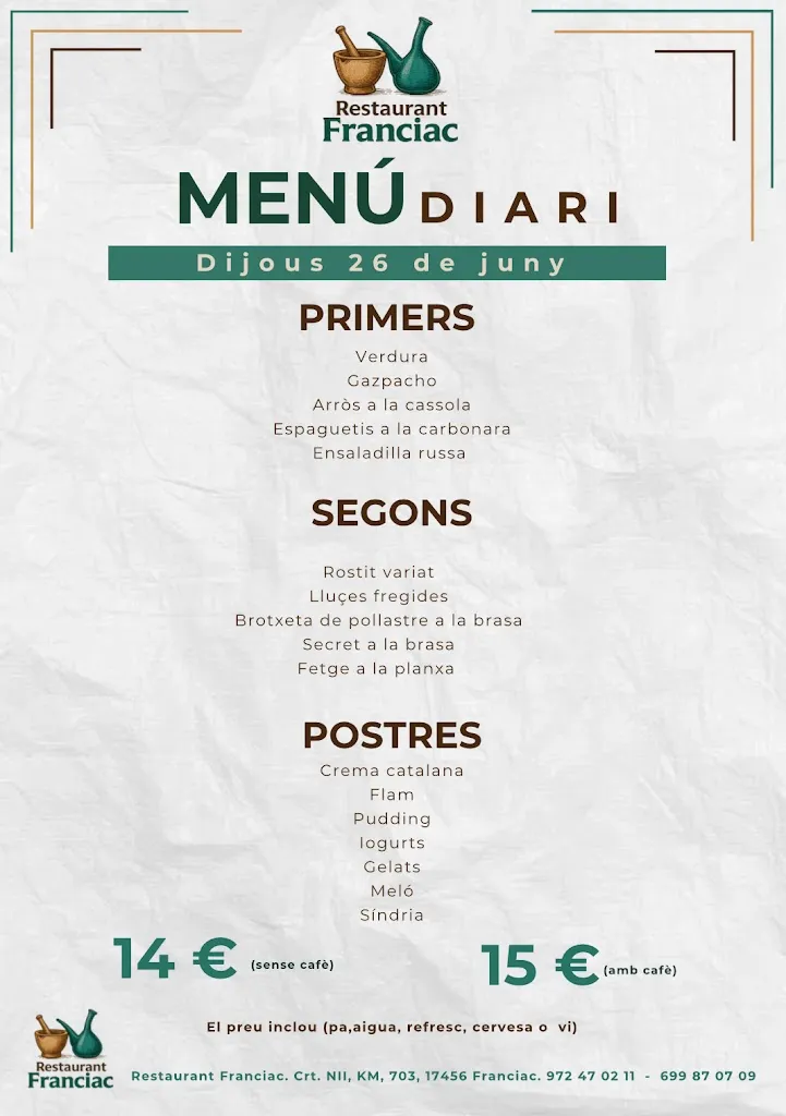 Menu_Bar Restaurant Franciac_Caldes de Malavella_image_1