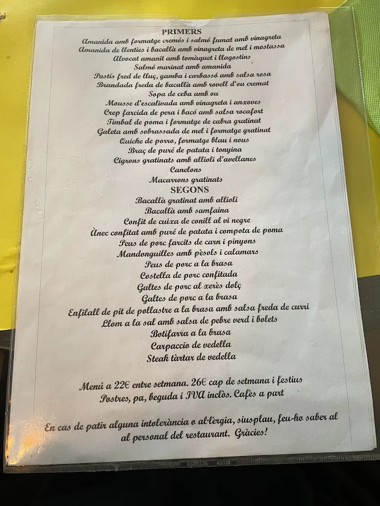 Menu_Restaurant El Sorrall_Blanes_image_2