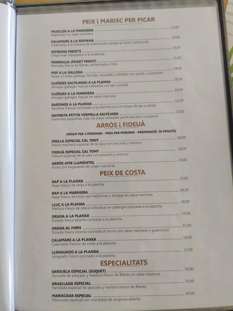 Menu_Restaurant Cal Tony Blanes_Blanes_image_4