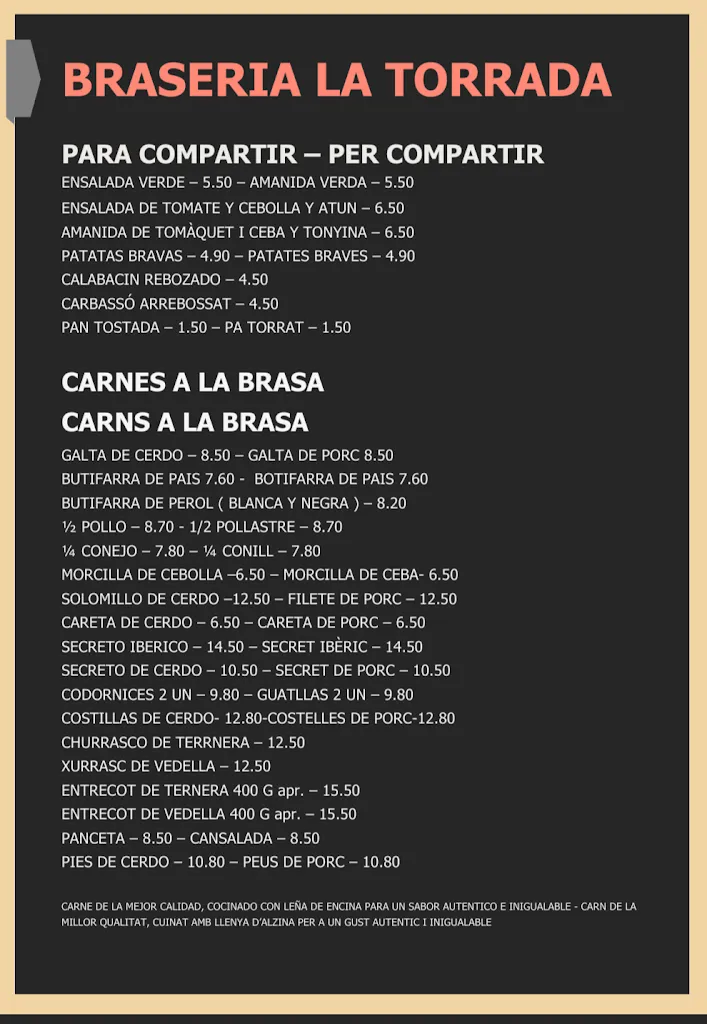 Menu_Restaurant la Torrada_Blanes_immagine_1