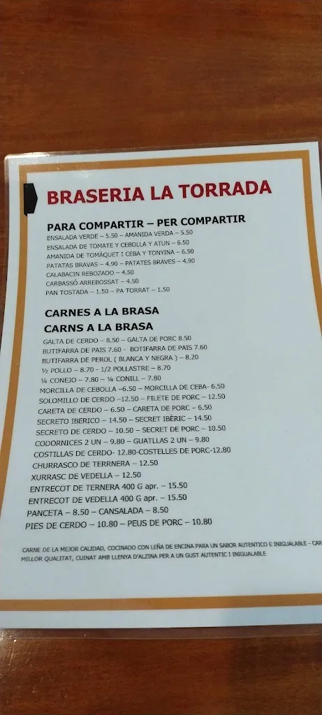Menu_Restaurant la Torrada_Blanes_immagine_3