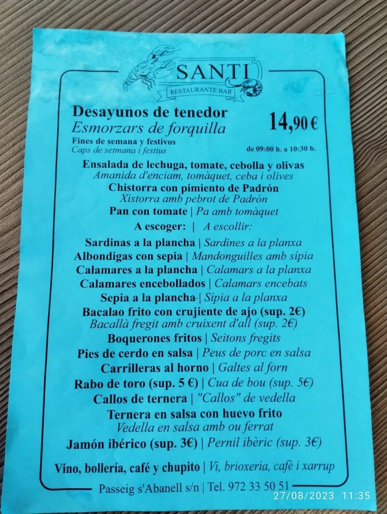 Menu_Restaurant Santi_Blanes_image_4