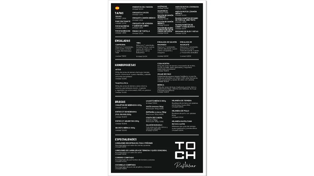 Menu_Toch Restobar Steak House_Blanes_image_3