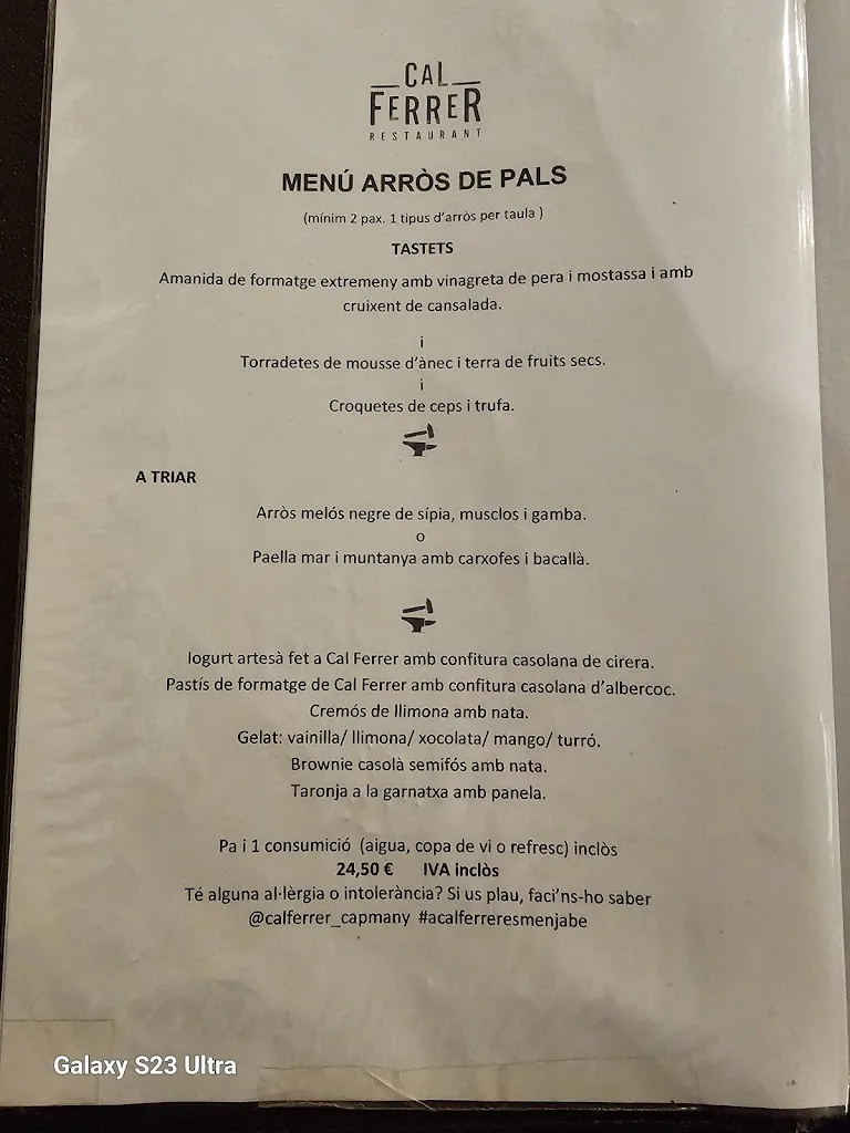 Menu_Restaurant Cal Ferrer_Capmany_image_2