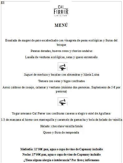 Menu_Restaurant Cal Ferrer_Capmany_image_3