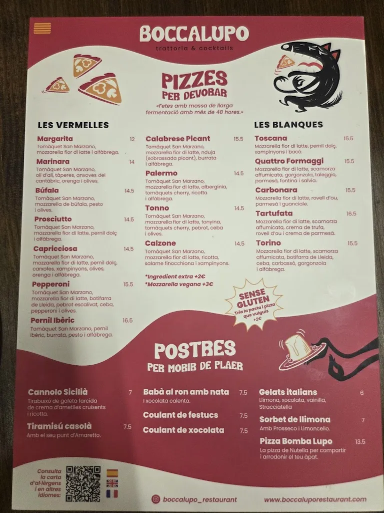 Menu_BoccaLupo Restaurant Costa Brava_Calonge_immagine_3