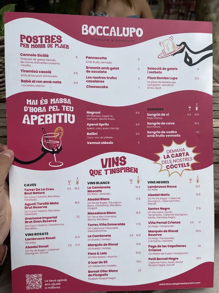 Menu_BoccaLupo Restaurant Costa Brava_Calonge_immagine_4