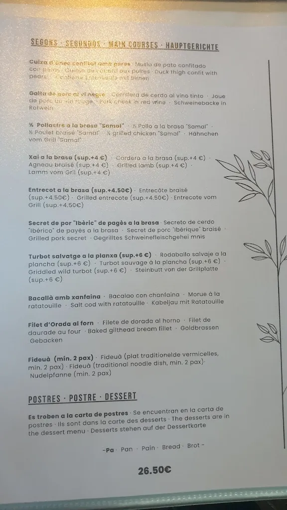 Menu_Samal restaurant Calonge_Calonge_immagine_1