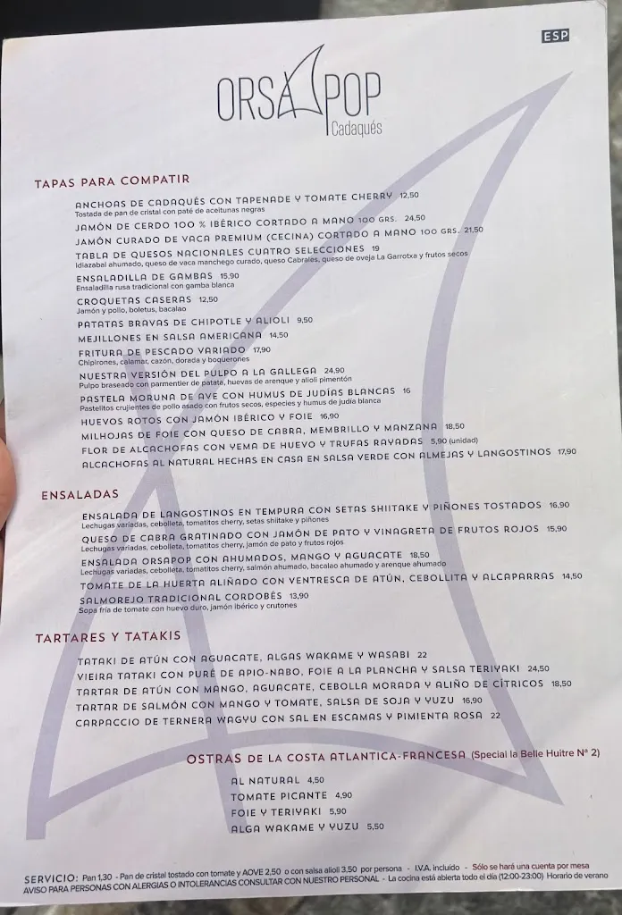 Menu_Orsapop Cadaqués_Cadaqués_image_1