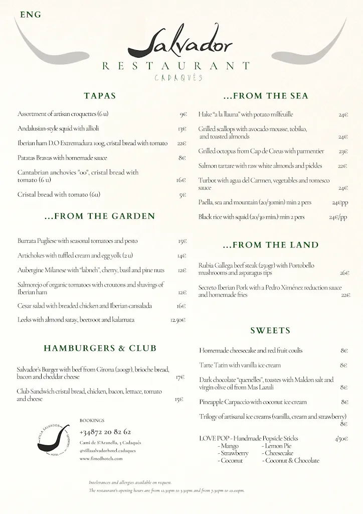 Menü_Restaurant Salvador_Cadaqués_Bild_1