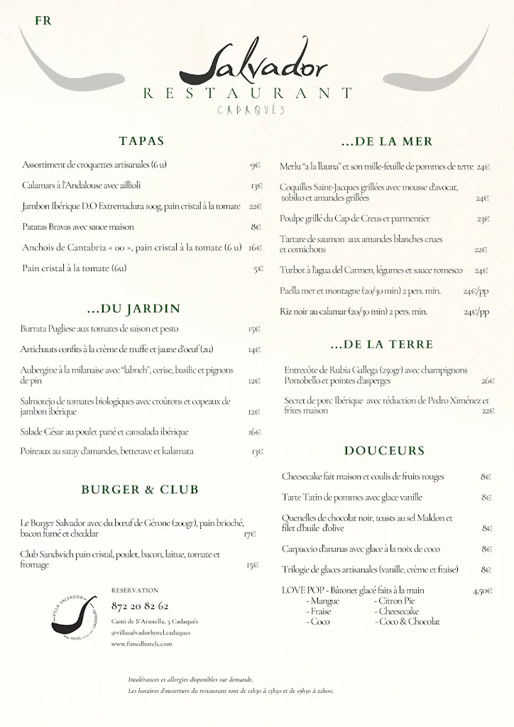 Menü_Restaurant Salvador_Cadaqués_Bild_2