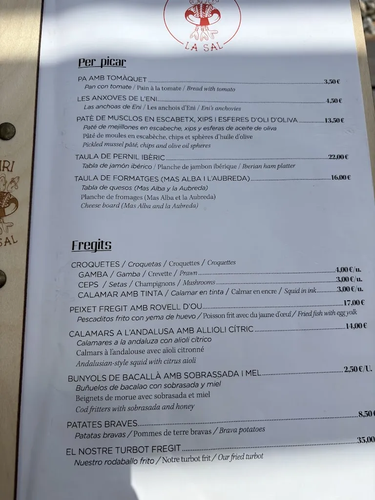 Menu_La Sal Es Xiringuito Ses Oliveres_Cadaqués_immagine_4