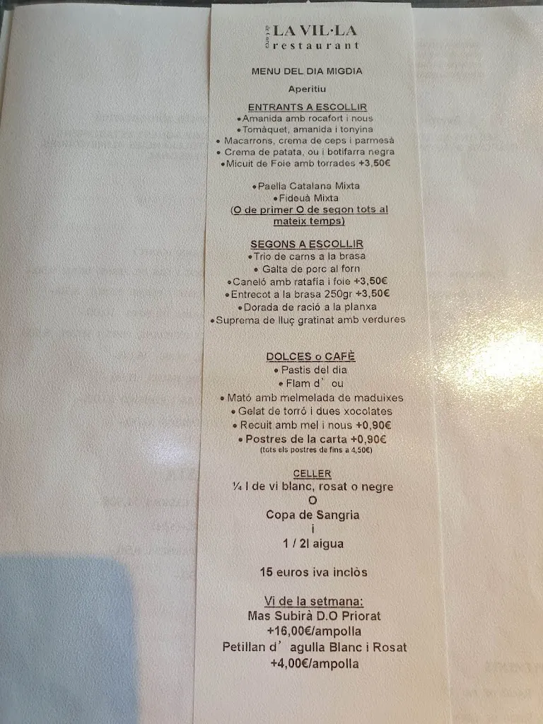 Menu_Restaurant la Vil·la de Corçà_Corçà_image_1