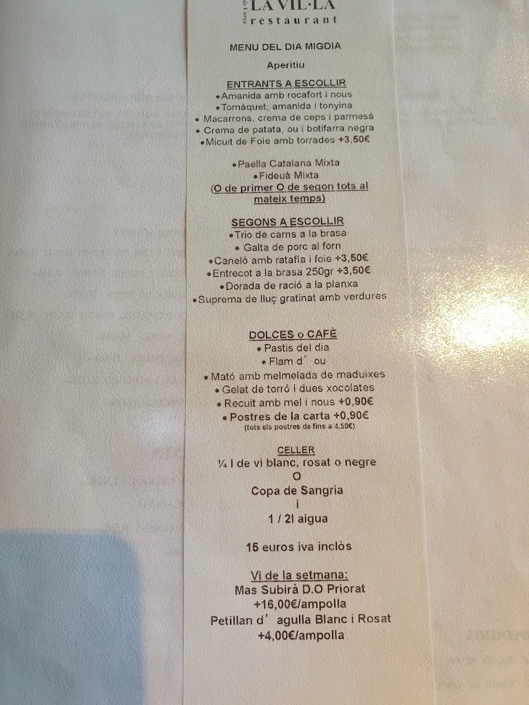 Menu_Restaurant la Vil·la de Corçà_Corçà_image_2