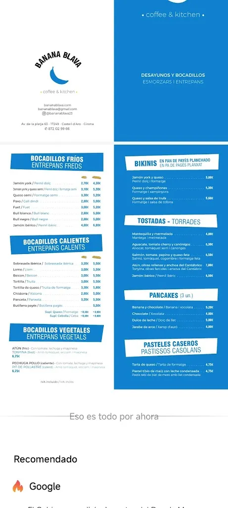 Menu_Banana blava_Castell-Platja dAro_image_1