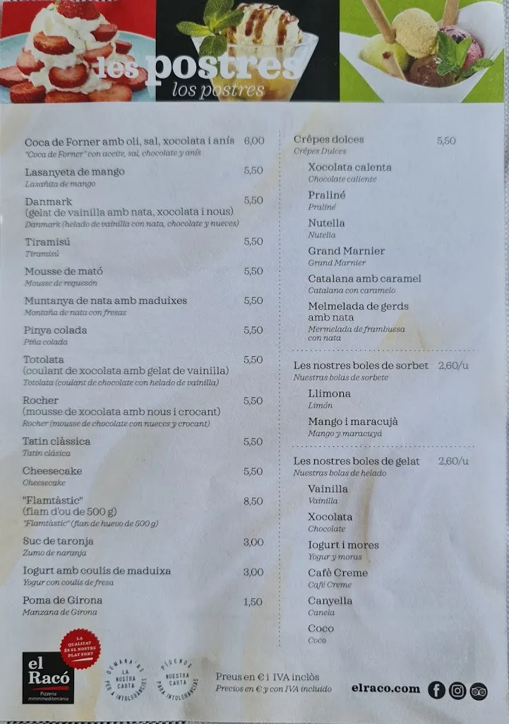 Menu_El Racó Platja d'Aro. Pizzeria Mediterrània_Castell-Platja dAro_image_2