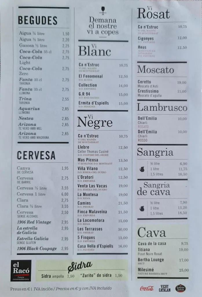Menu_El Racó Platja d'Aro. Pizzeria Mediterrània_Castell-Platja dAro_image_3