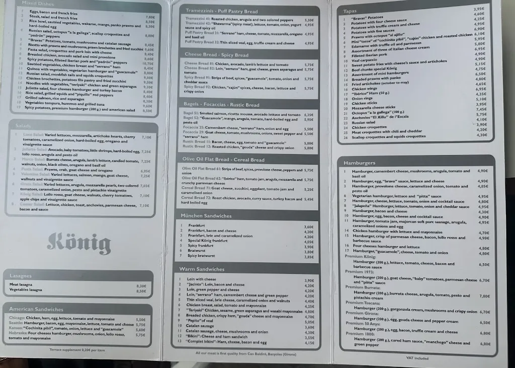 Menu_König Platja d'Aro_Castell-Platja dAro_immagine_2