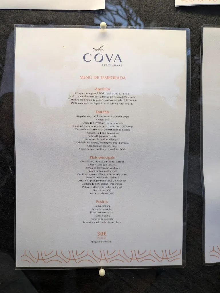 Menu_Restaurant Sa Cova_Castell-Platja dAro_image_3