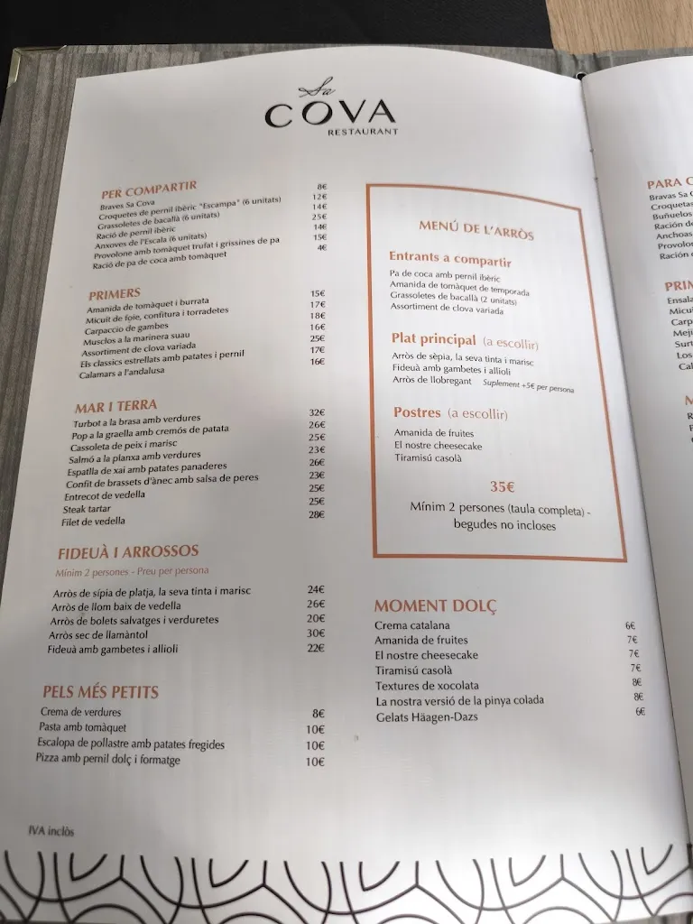 Menu_Restaurant Sa Cova_Castell-Platja dAro_image_4