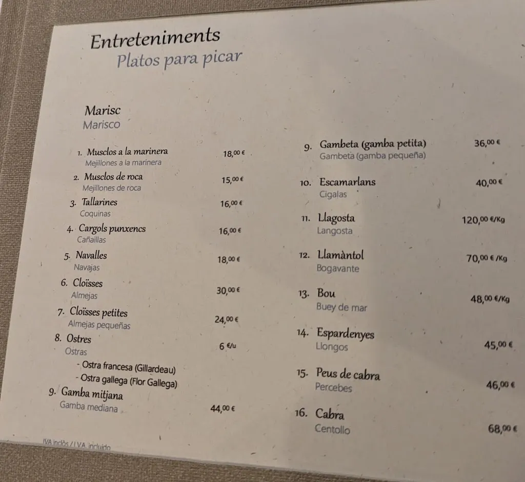 Menu_Restaurant Marisqueria Xaco_Castell-Platja dAro_image_3